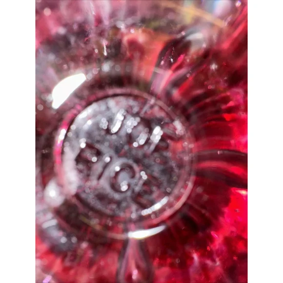 Vintage 2003 Joe Rice Glass Paperweight,Cranberry Pink Trumpet Flowers & Bubbles - Picture 3 of 7